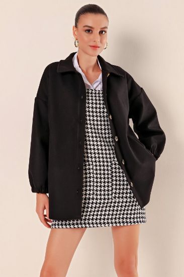 0674 Cepli Oversize Gömlek - Siyah resmi